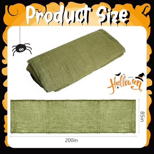 200" x 85" Halloween Dark Green Creepy Cloth, Scary Spooky Fabric Gauze