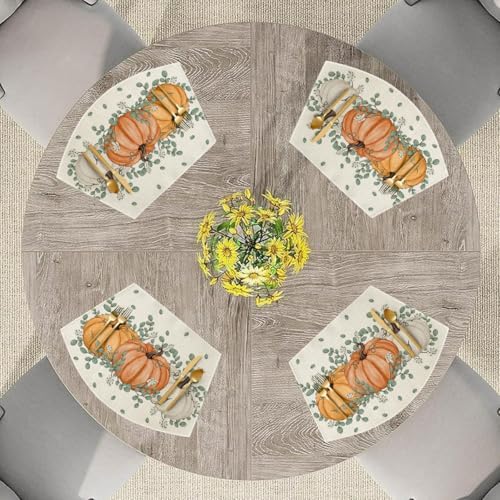 Artoid Mode Pumpkin Eucalyptus Fall Wedge Placemats Set of 4-12 x 18 Inch