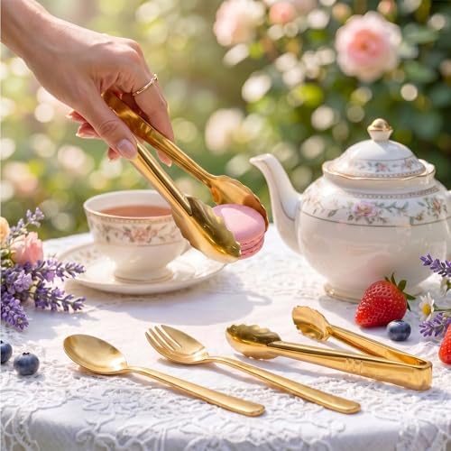 24 Pcs Gold Plastic Serving Utensils Set, Disposable & Reusable Supplies