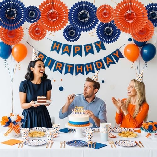 BEISHIDA Honeycomb Round Paper Fans Blue Orange Hanging Party Decoration