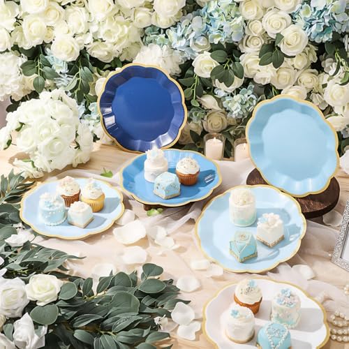 72 Pcs Blue Paper Plates 9 Inch Disposable