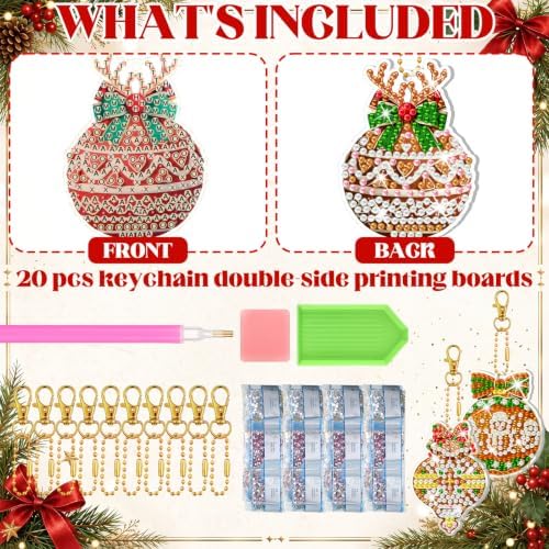 Tondiamo 20 Pcs Christmas Gingerbread Diamond Painting Keychains Kit