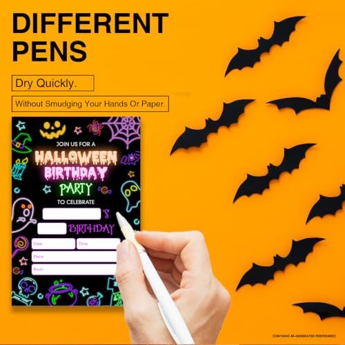 Dumyum 20 Halloween Birthday Invitations with Envelopes