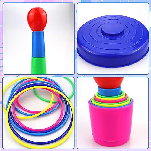 Toss Game Set Soft Plastic Ring Toss for Kids Birthday Indoor Outdoor
