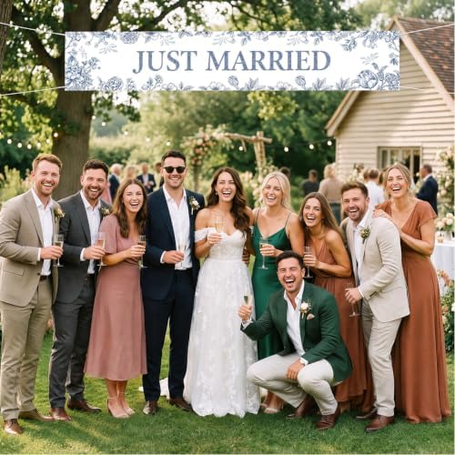 Just Married Wedding Decor Banner Decorations Party Hanging Sign