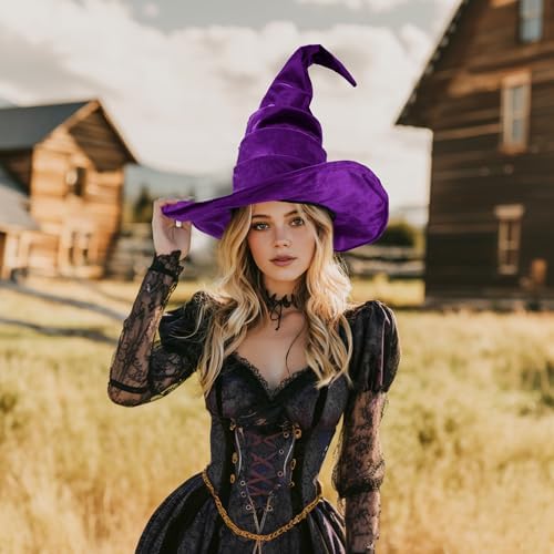 Ibeauti Witch Hat Women Large Ruched Halloween Witch Hat Costume Accessory for Party