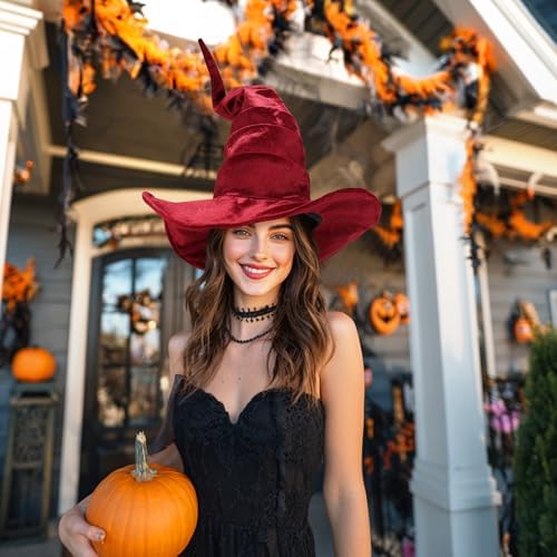Ibeauti Witch Hat Women Large Ruched Halloween Witch Hat Costume Accessory for Party