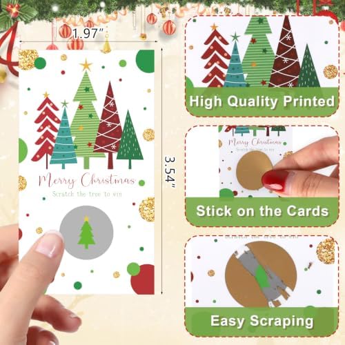 Christmas Scratch Off Cards, Fun Holiday Scratch Off Cards for Party, Christmas Lottery Tickets for Family Activities, Raffle Prize Card