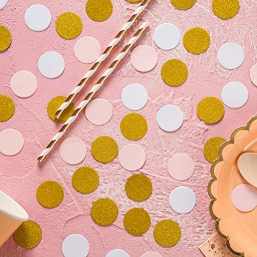 MOWO Confetti Circles, Glitter Gold Pink and White Mix, 1.2", 200pc