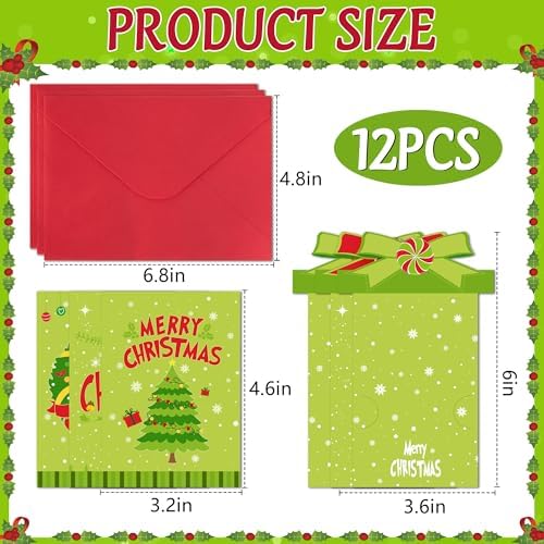 12 Set Christmas Money Gift Card Sleeves, Money Holder Cash Gift Ornaments
