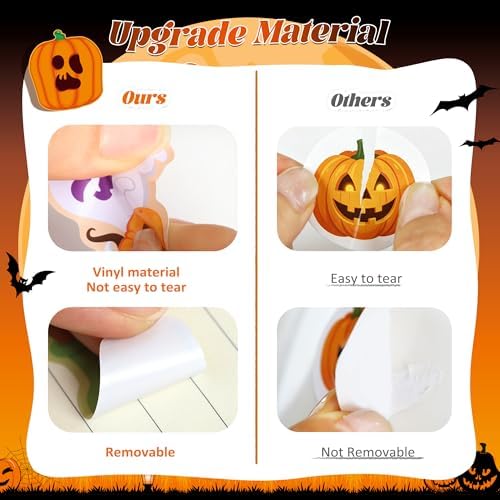 48 Sheets Pumpkin Face Stickers Kids Halloween Party Favors Crafts