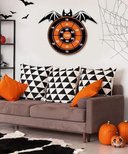 Halloween Party Games Toys for Kids, Large 26" Halloween Bat Dart Board Game Decorations Centerpieces Party Supplies with 12 Sticky Balls for Halloween Birthday Gifts for Age 3+ Boys Girls