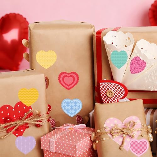 500 Heart Stickers Roll, 8 Colors, Writable Self-Adhesive Labels