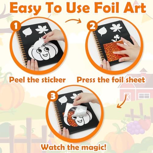FUNNYB&G Foil Art Craft Kit for Kids, Thankgiving Crafts Gift Toy for Kids