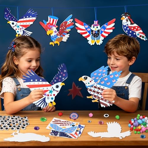 Ruicnte 4th of July Foam Eagle Patriotic Crafts for Kids School Activity