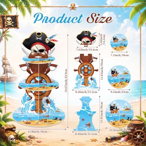 3 Tier Pirate Cupcake Stand Decoration Pirate Birthday Party Decor