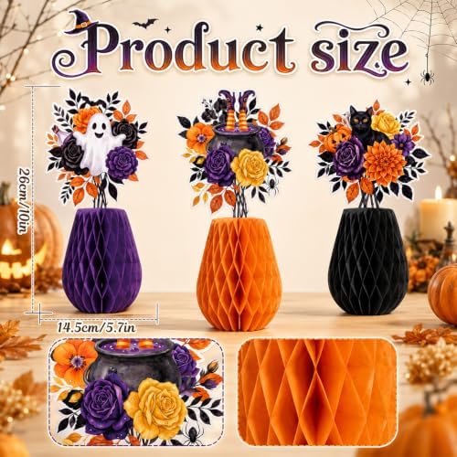 AmazingSpark 9 Pcs Halloween Paper Honeycomb Centerpieces Ghost Table Decor