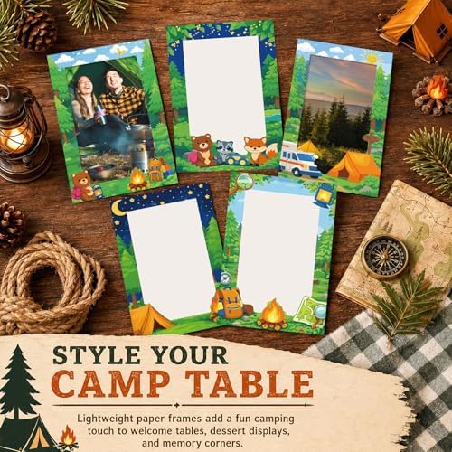 AmazingSpark 50 Pack Camping Picture Frames, Woodland Party Classroom