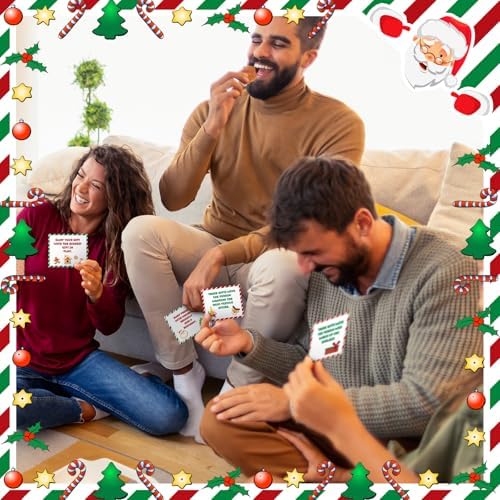 Fullhawl 61 Pcs Christmas White Elephant Gift Exchange Card for Adult Party