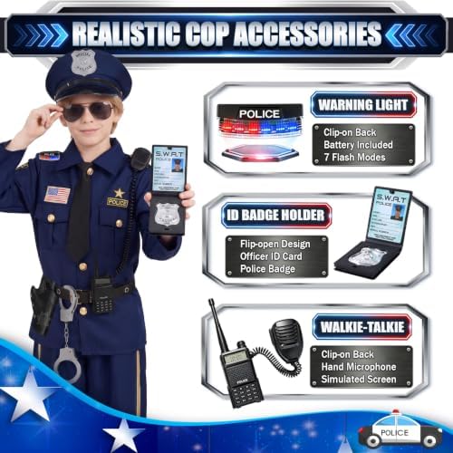 Police Costume for Kids Halloween Role Play with Accessories