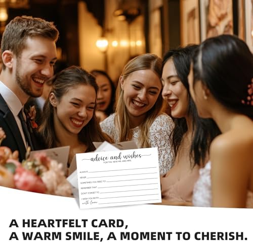 60-Count Advice and Wishes Cards for the New Mr. and Mrs. - 300GSM Heavyweight Wedding Advice Cards for Reception, Bridal Shower, Marriage Wishes for Bride and Groom - 4x6 (Actual 5.7x3.9)