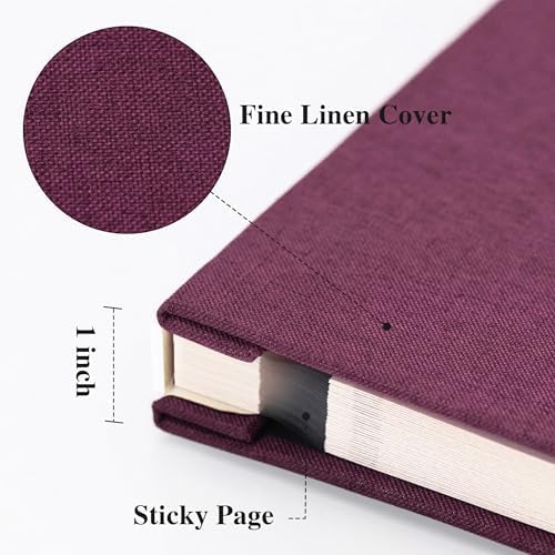 Vienrose Large Photo Album Self Adhesive for 4x6 8x10 10x12 Pictures Linen Scrapbook Album DIY 40 Blank Pages with A Metallic Pen