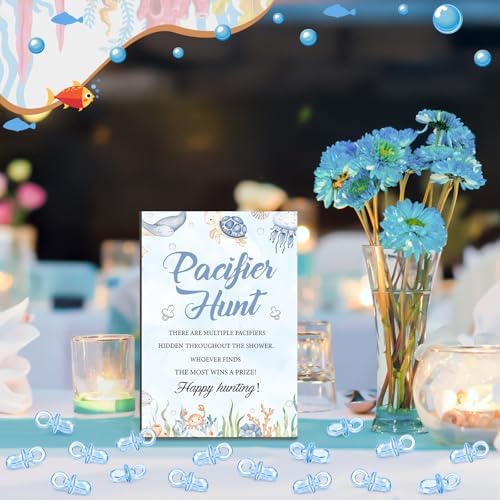 Thyle 51 Pcs Under the Sea Pacifier Hunt Baby Shower Games Set for Guest