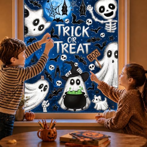 6 Sheets Halloween Window Clings Stickers Ghosts Decals Glass Decoration