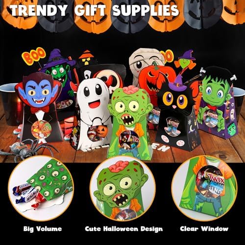 Giiffu 54 Halloween Candy Treat Boxes with Clear Window, Small Favor Boxes