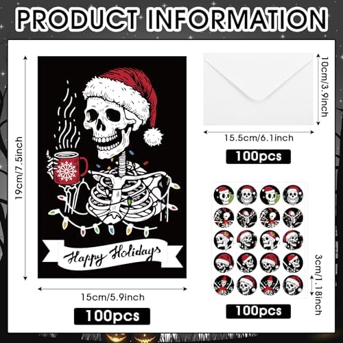 Motiskyy 100 Sets Christmas Cards with Envelopes Sticker, Gothic