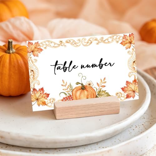 Pumpkin Place Cards for Table Setting, Tent Cards Decor For Birthday Baby Shower Thanksgiving Party Decorations, Bridal Shower Wedding Place Card, 25 Pack Birthday Food Name Card 2 x 3.5" /041