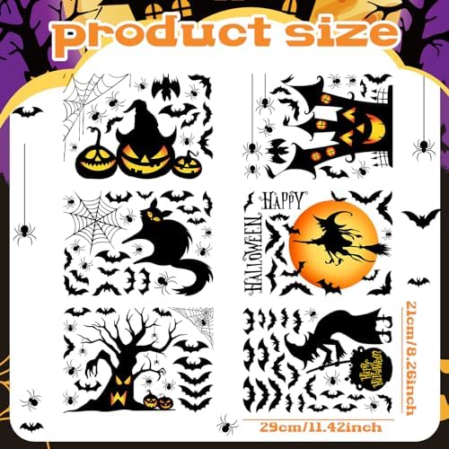 Haull 6 Sheet Watercolor Halloween Wall Stickers Halloween Wall Decals