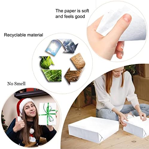100 Sheets White Tissue Paper Artdly 14 x 20 Inches Recyclable White Wrapping Paper Bulk for Weddings Birthday DIY Project Festival Wrapping Crafts Decor