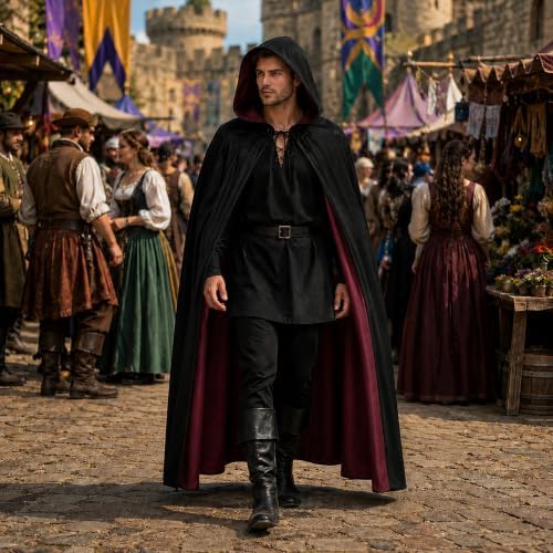 Vampire Hooded Cape Halloween Witch Cloak Cosplay Masquerade Costumes