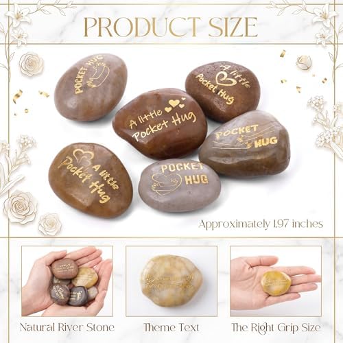 Yuntau 30 Pcs Pocket Hug Stone 1.97 Inch a Little Pocket Hug Gifts Engraved Stones for Men Women Boyfriend Girlfriend Son Daughter Cancer Patients Commemorative Gift