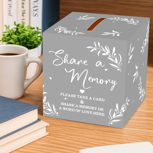 Pajean 50 Pcs Share a Memory Cards for Collections of Life, Memory Cards Box for Guest Ideas Funeral Graduation Wedding Bridal Shower Birthday Anniversary Retirement(Grey,Trendy)