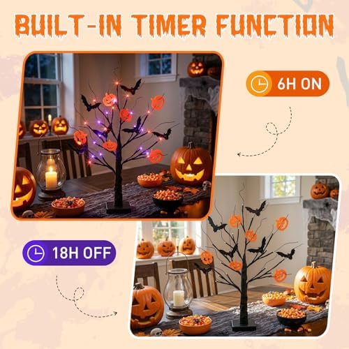 Vanthylit Halloween Decorations, Halloween Tree Lights, Lighted Black Tree