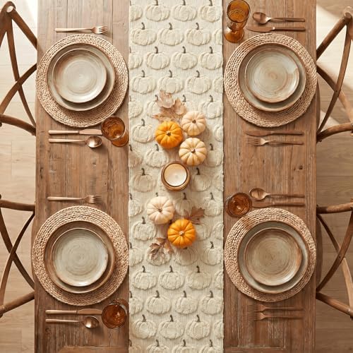 Artoid Mode Beige Soft Faux Fur Fall Table Runner 13x120 Inch