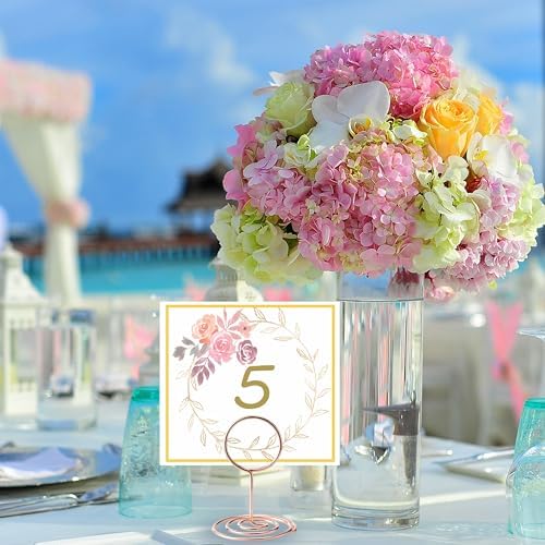 Table Number Holders, 26PCS Place Card Holder, Photo Holder (2" Rose Gold)