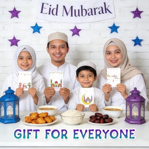 4 Sets Eid Gift Card Book, Eid Mubarak Money Holder Cards with Envelopes, Islamic Holiday Ramadan Kareem Gift Card Booklet Organizer for Family, Friends