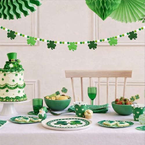 St Patricks Day Decorations Felt Pompom Banner Pre-Assembled