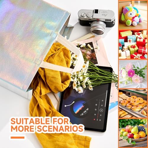 METAPRINT 15 Pcs Large Iridescent Gift Bags with Handles, 13x5x11 Inch