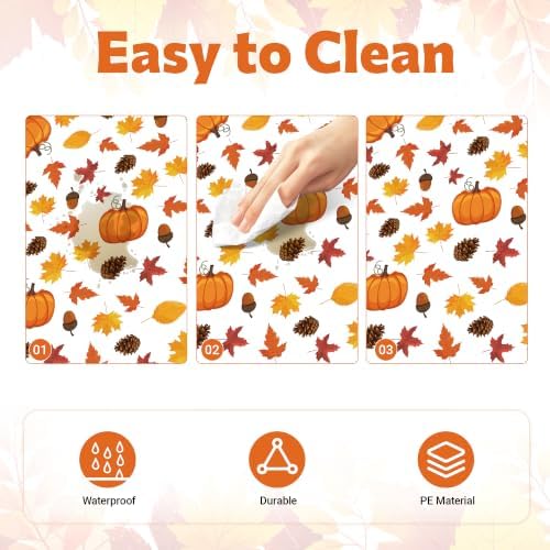 Childom 3 Pack Thanksgiving Tablecloth,Thanksgiving Decorations 54x108 Inch Disposable Plastic Tablecloth,Fall Pumpkin Maple Leaf Party Table Cover for Home Table Decor Dinner Birthday Party Supplies