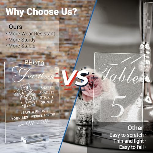 Acrylic Photo Guest Book Sign for Wedding, 8x10 Clear Please Sign Our Guestbook Sign with Acrylic Holder Stand, Elegant Wedding Reception Table Decor for Guest Book Table, Photo Album & Signing Station