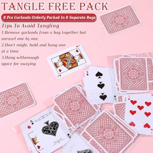 Xinnun 8 Pcs Wonderland Tea Party Decorations Fairytale Poker Cards Garland