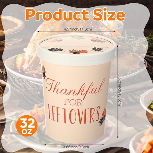 Willinglong 24 Pcs Thanksgiving Paper Containers with Lids Disposable Fall