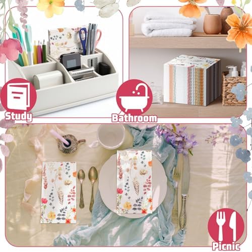 Seajan 200 Pcs Floral Napkins Paper Disposable Hand Towels for Bathroom