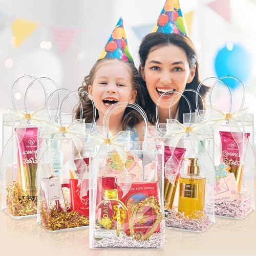 Ohuimrt 30 Pack 6.3" x 3.15" x 9.84" Clear Plastic Gift Bags with Handles