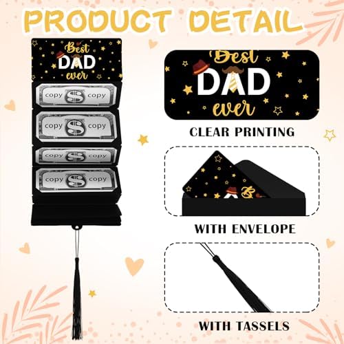 MotiMind Best Dad Ever Money or Gift Card Holder with 10 Slots, Dad Surprise Money or Gift Card Holder with Envelope for Father Birthday Party Supplies