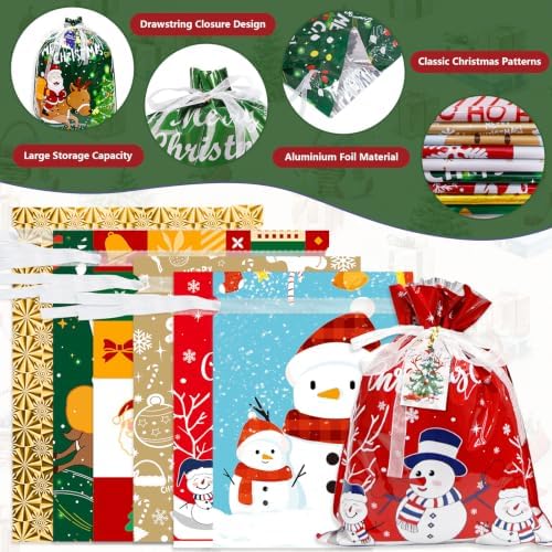 Habaylin 38PCS Christmas Drawstring Gift Bags, Xmas Gift Bags for Presents